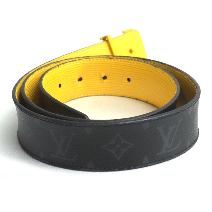 LOUIS VUITTON ルイ・ヴィトン サンチュール LV イニシャル リバーシブル ベルト ブラック イエロー M0263 JJ0280 メンズ【中古】