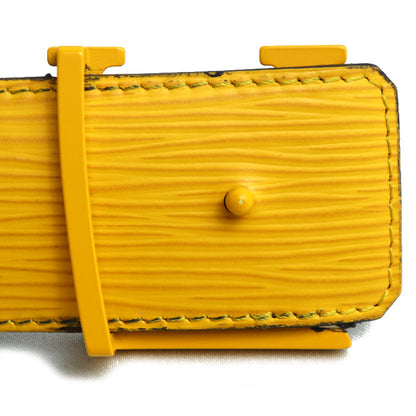 LOUIS VUITTON ルイ・ヴィトン サンチュール LV イニシャル リバーシブル ベルト ブラック イエロー M0263 JJ0280 メンズ【中古】