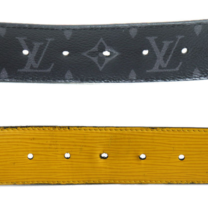 LOUIS VUITTON ルイ・ヴィトン サンチュール LV イニシャル リバーシブル ベルト ブラック イエロー M0263 JJ0280 メンズ【中古】