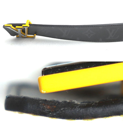 LOUIS VUITTON ルイ・ヴィトン サンチュール LV イニシャル リバーシブル ベルト ブラック イエロー M0263 JJ0280 メンズ【中古】