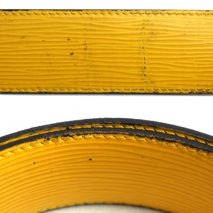 LOUIS VUITTON ルイ・ヴィトン サンチュール LV イニシャル リバーシブル ベルト ブラック イエロー M0263 JJ0280 メンズ【中古】