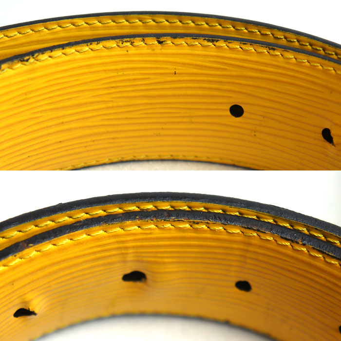 LOUIS VUITTON ルイ・ヴィトン サンチュール LV イニシャル リバーシブル ベルト ブラック イエロー M0263 JJ0280 メンズ【中古】