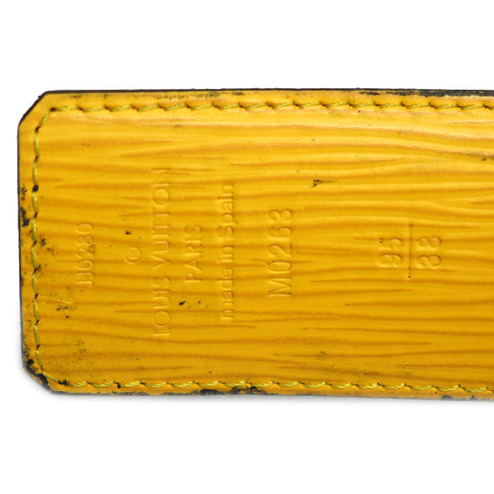 LOUIS VUITTON ルイ・ヴィトン サンチュール LV イニシャル リバーシブル ベルト ブラック イエロー M0263 JJ0280 メンズ【中古】