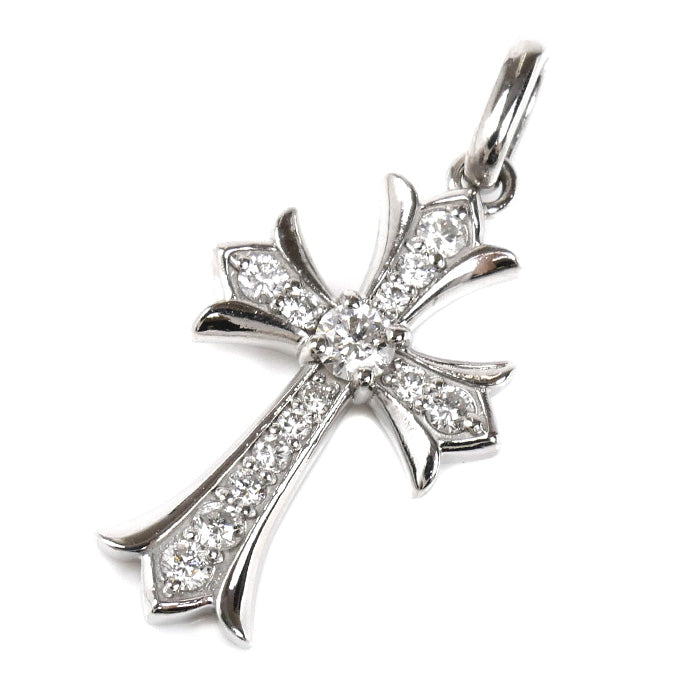 VALUABLE K18WG ホワイトゴールド VJ クロス ペンダントトップ ダイヤモンド0.30ct 2.6g メンズ【中古】【美品】