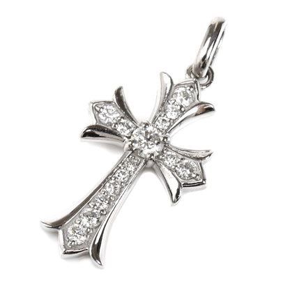 VALUABLE K18WG ホワイトゴールド VJ クロス ペンダントトップ ダイヤモンド0.30ct 2.6g メンズ【中古】【美品】