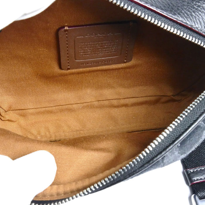 COACH コーチ デニム レザー シグネチャー ベルトバッグ ミニ ウエストバッグ ブラック CQ186 SV/BK レディース【未使用】【買取品】