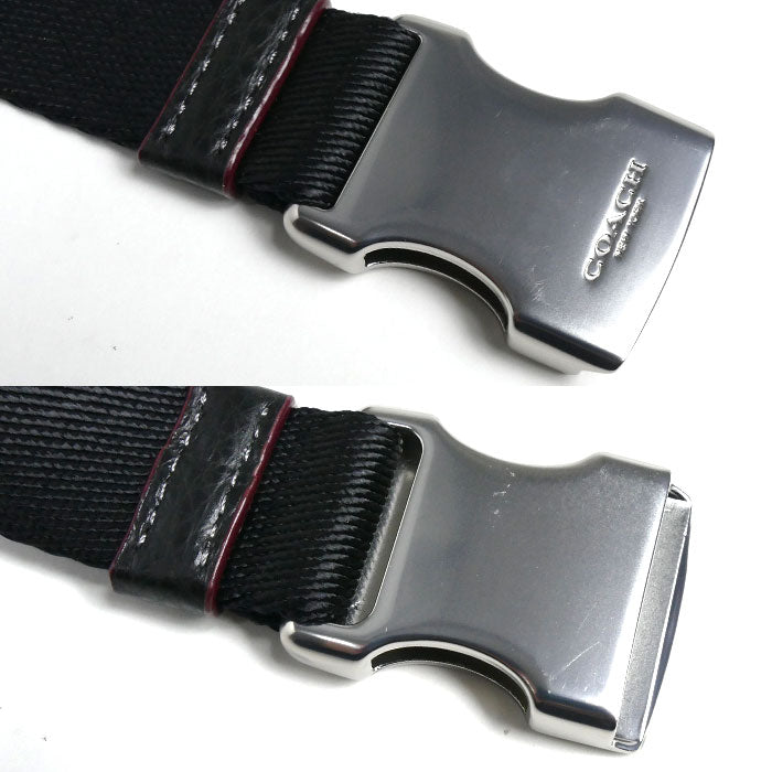 COACH コーチ デニム レザー シグネチャー ベルトバッグ ミニ ウエストバッグ ブラック CQ186 SV/BK レディース【未使用】【買取品】