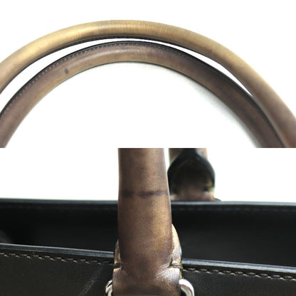 Berluti ベルルッティ トゥジュール ミニ カリグラフィ スクリット チェス パッチワークレザー トートバッグ カーキ 日本限定品 メンズ【中古】