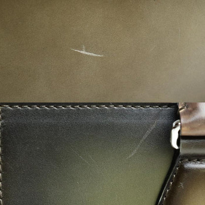 Berluti ベルルッティ トゥジュール ミニ カリグラフィ スクリット チェス パッチワークレザー トートバッグ カーキ 日本限定品 メンズ【中古】