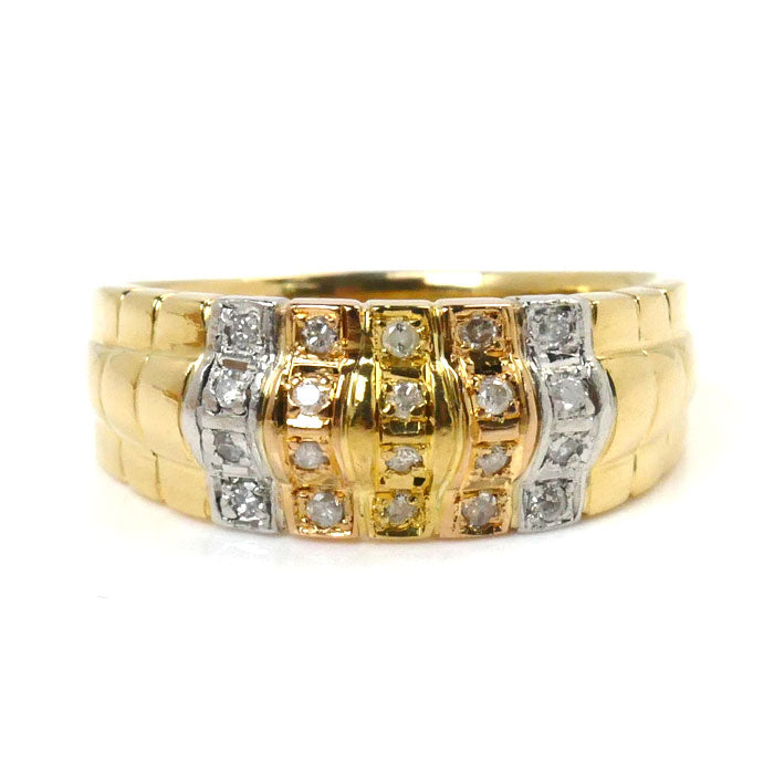 K18YG/PG/Pt900 リング・指輪 ダイヤモンド0.18ct 18号 6.5g レディース【中古】