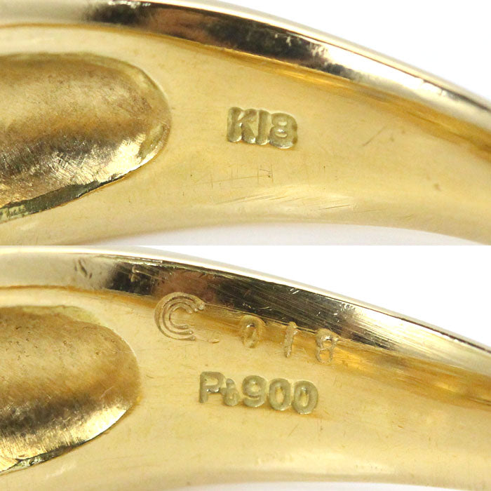 K18YG/PG/Pt900 リング・指輪 ダイヤモンド0.18ct 18号 6.5g レディース【中古】