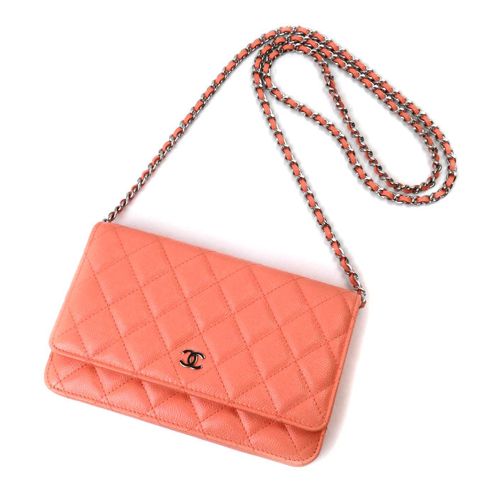 CHANEL シャネル タイムレスクラシック チェーンウォレット ショルダーバッグ サーモンピンク AP0250 レディース【中古】