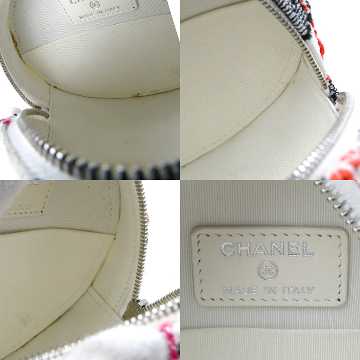 CHANEL シャネル ラウンド ミニ クラシック チェーンショルダー ショルダーバッグ ホワイト マルチ AP0245 ツイード マルチ レディース【中古】