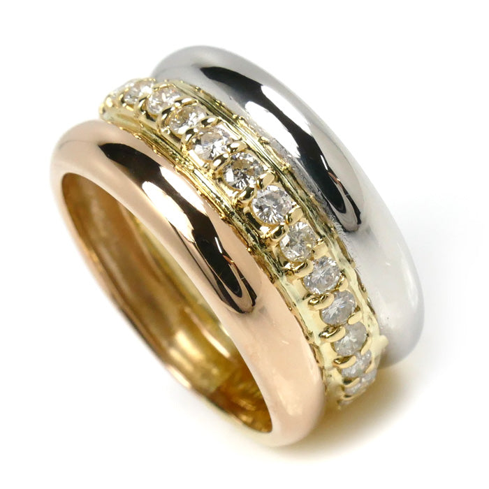 K18YG/K18PG/Pt900 ダイヤ リング・指輪 ダイヤモンド0.89ct 14号 10.7g レディース【中古】