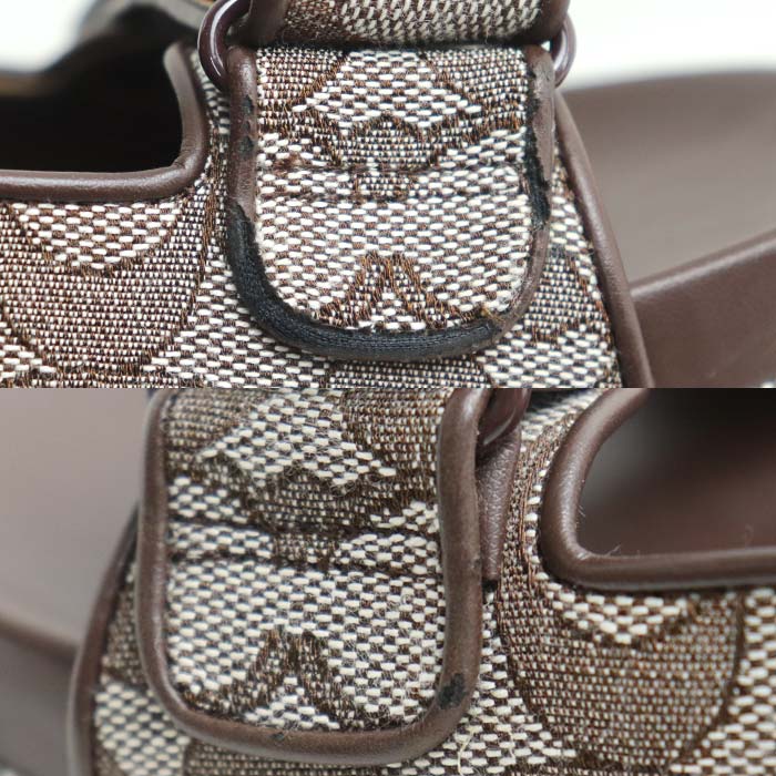 COACH コーチ ツーバンド プラットフォーム スライド シグネチャー サンダル ブラウン ｵｰｸ/ﾒｲﾌﾟﾙ CBH26 アウトレット レディース【中古】
