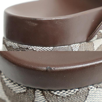 COACH コーチ ツーバンド プラットフォーム スライド シグネチャー サンダル ブラウン ｵｰｸ/ﾒｲﾌﾟﾙ CBH26 アウトレット レディース【中古】