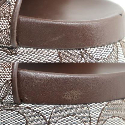 COACH コーチ ツーバンド プラットフォーム スライド シグネチャー サンダル ブラウン ｵｰｸ/ﾒｲﾌﾟﾙ CBH26 アウトレット レディース【中古】