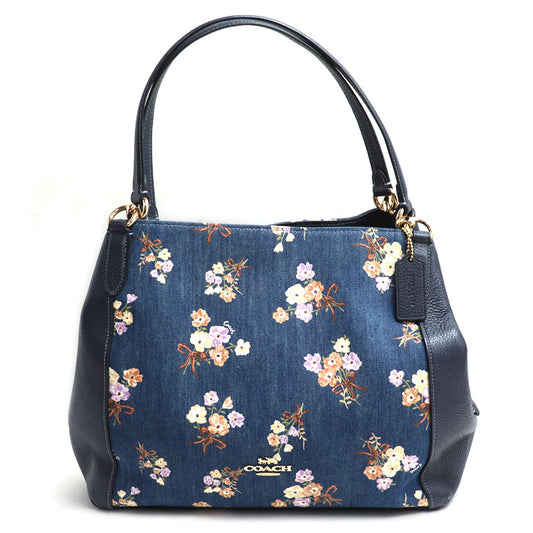 COACH コーチ フローラル ボックス プリント ハリー ショルダー ショルダーバッグ ブルー 91047 アウトレット レディース【中古】