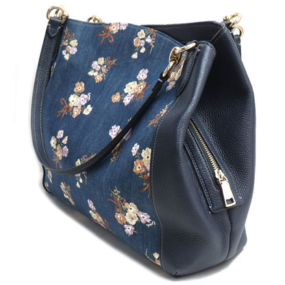 COACH コーチ フローラル ボックス プリント ハリー ショルダー ショルダーバッグ ブルー 91047 アウトレット レディース【中古】