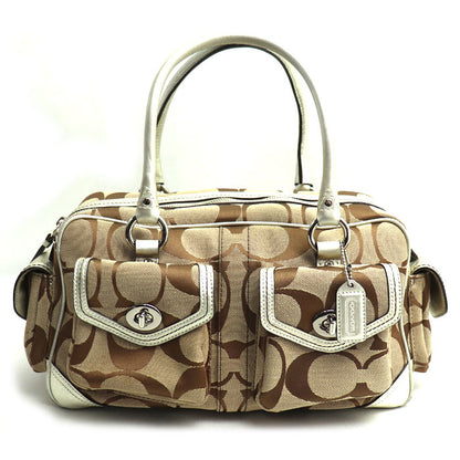 COACH コーチ シグネチャー ミニボストン ハンドバッグ ベージュ 6232 レディース【中古】