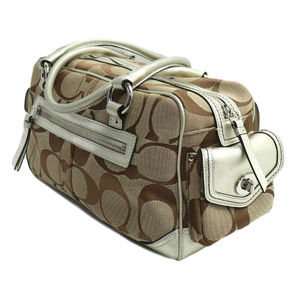 COACH コーチ シグネチャー ミニボストン ハンドバッグ ベージュ 6232 レディース【中古】
