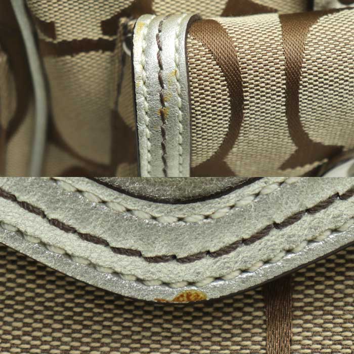 COACH コーチ シグネチャー ミニボストン ハンドバッグ ベージュ 6232 レディース【中古】