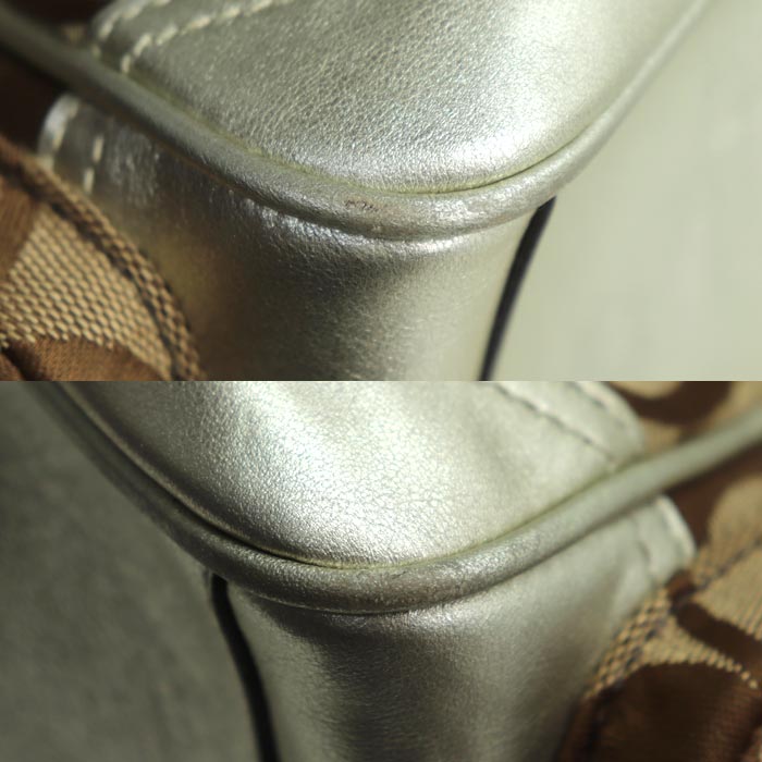 COACH コーチ シグネチャー ミニボストン ハンドバッグ ベージュ 6232 レディース【中古】