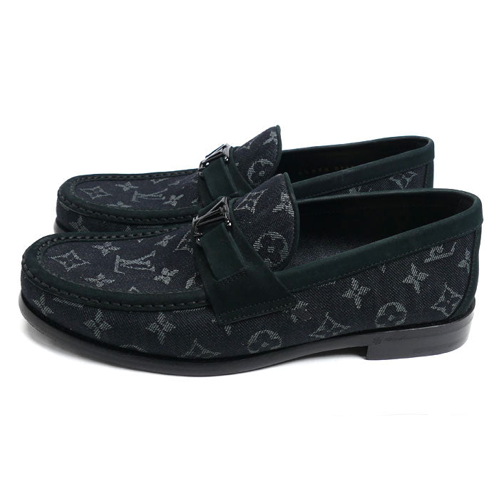 LOUIS VUITTON ルイ・ヴィトン メジャーライン ローファー モノグラムデニム ブラック 1AC5K3 FA0273 
6 1/2 M メンズ【中古】【極美品】