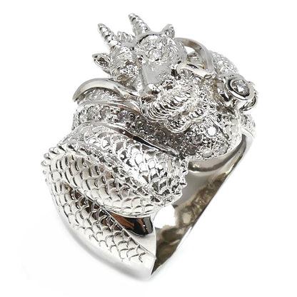 Pt900プラチナ 龍 リング・指輪 ダイヤモンド0.30ct 20号 26.5g メンズ【中古】【美品】