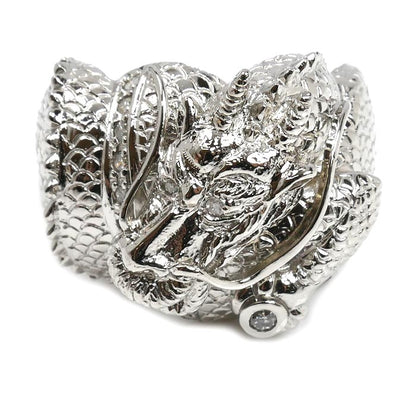 Pt900プラチナ 龍 リング・指輪 ダイヤモンド0.30ct 20号 26.5g メンズ【中古】【美品】