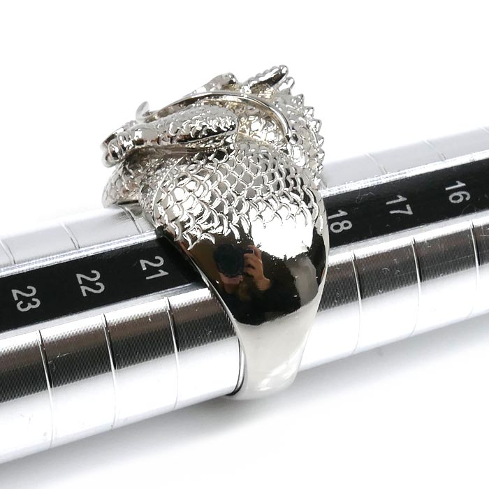 Pt900プラチナ 龍 リング・指輪 ダイヤモンド0.30ct 20号 26.5g メンズ【中古】【美品】