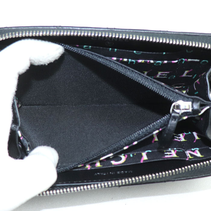 CHANEL シャネル マトラッセスモールジップウォレット 長財布 ラウンドファスナー ブラック A80481 レディース【中古】