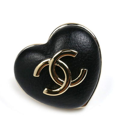 CHANEL シャネル ラムスキン メタル ピンブローチ ココマーク ハート ブローチ AB9569 レディース【中古】【美品】