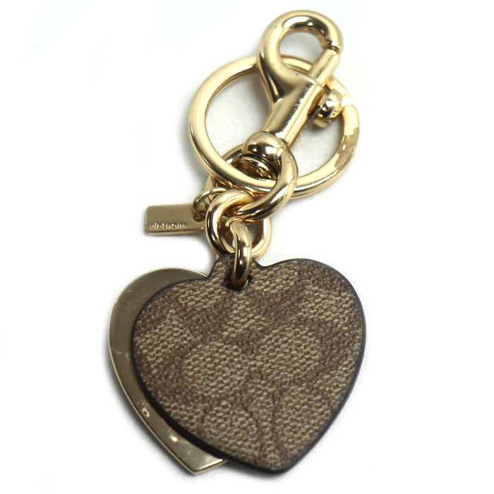 COACH コーチ シグネチャー ハート キーリング キーホルダー ブラウン 91478 レディース【中古】