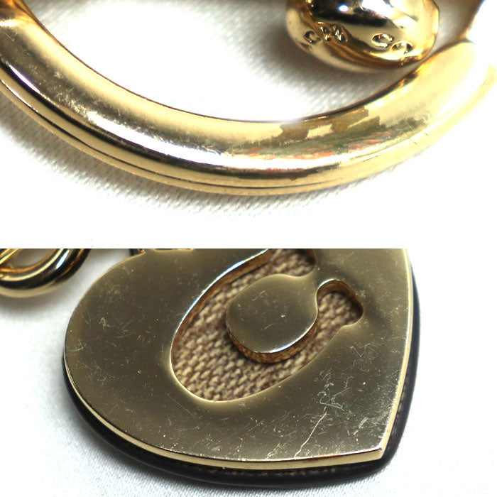 COACH コーチ シグネチャー ハート キーリング キーホルダー ブラウン 91478 レディース【中古】