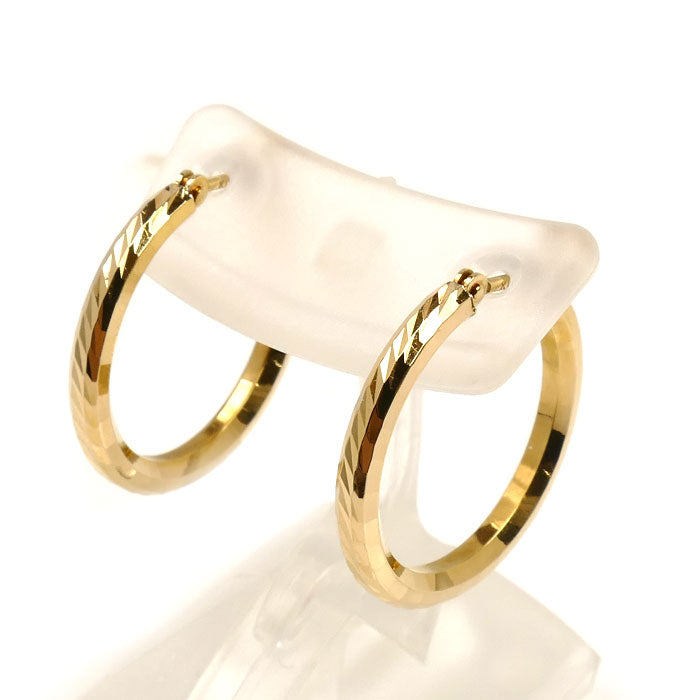 K18YG イエローゴールド フープ ピアス 2.0g レディース【中古】