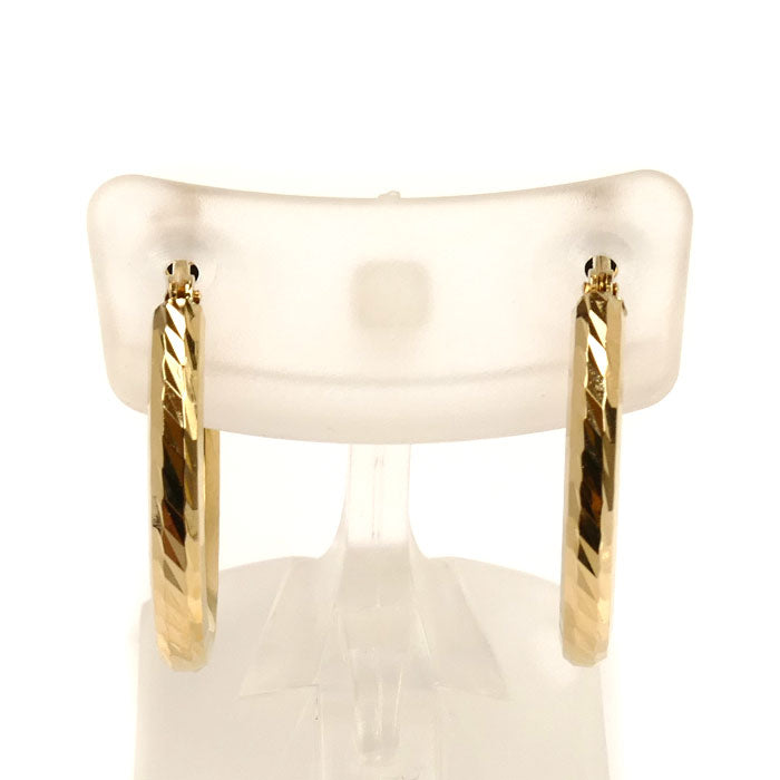 K18YG イエローゴールド フープ ピアス 2.0g レディース【中古】