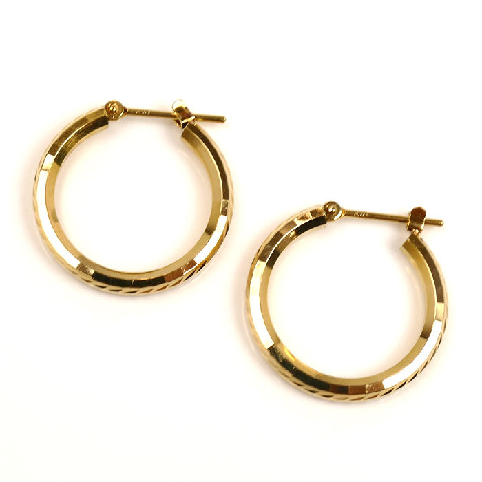 K18YG イエローゴールド フープ ピアス 2.0g レディース【中古】