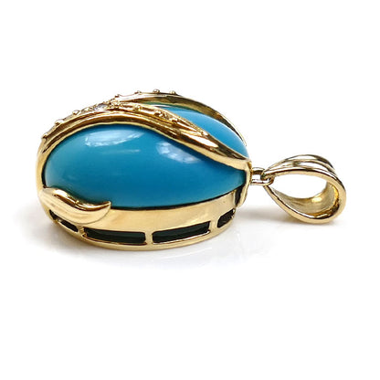 K18YG イエローゴールド ペンダントトップ トルコ石9.90ct ダイヤモンド0.01ct 5.8g レディース【中古】