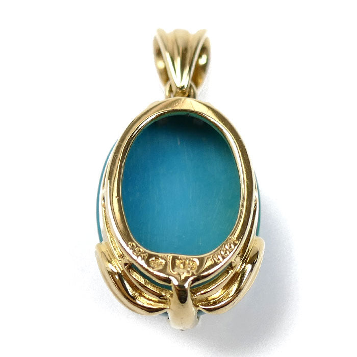 K18YG イエローゴールド ペンダントトップ トルコ石9.90ct ダイヤモンド0.01ct 5.8g レディース【中古】