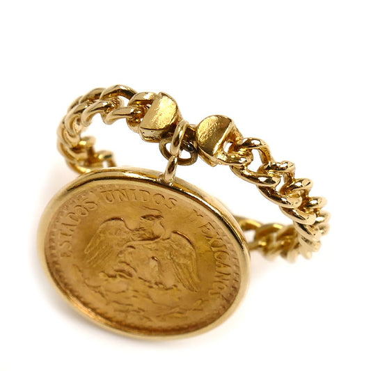 K21.6YG/K18YG メキシコ金貨2ペソ リング・指輪 7号 3.4g レディース【中古】