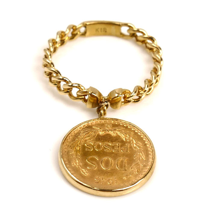 K21.6YG/K18YG メキシコ金貨2ペソ リング・指輪 7号 3.4g レディース【中古】