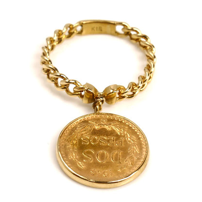 K21.6YG/K18YG メキシコ金貨2ペソ リング・指輪 7号 3.4g レディース【中古】