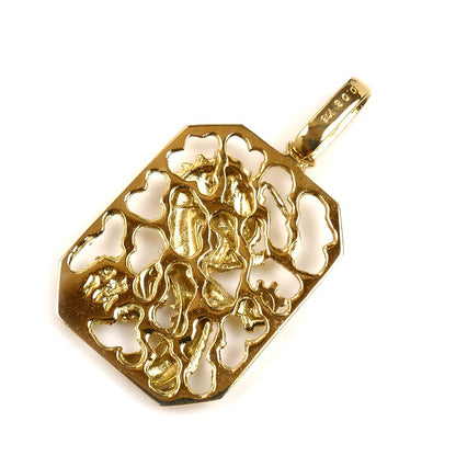 K18YG イエローゴールド 龍 ペンダントトップ ダイヤモンド0.08ct 4.9g メンズ【中古】