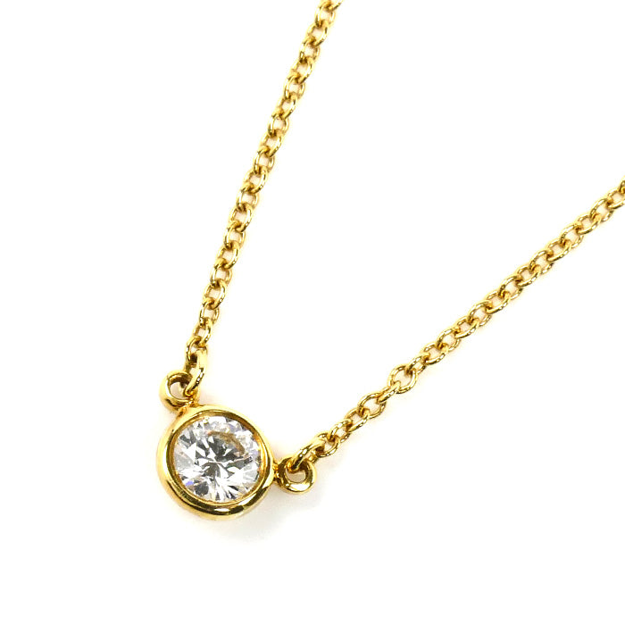 TIFFANY&Co. ティファニー K18YG イエローゴールド バイザヤード ネックレス ダイヤモンド 1.8g 41cm レディース【中古】