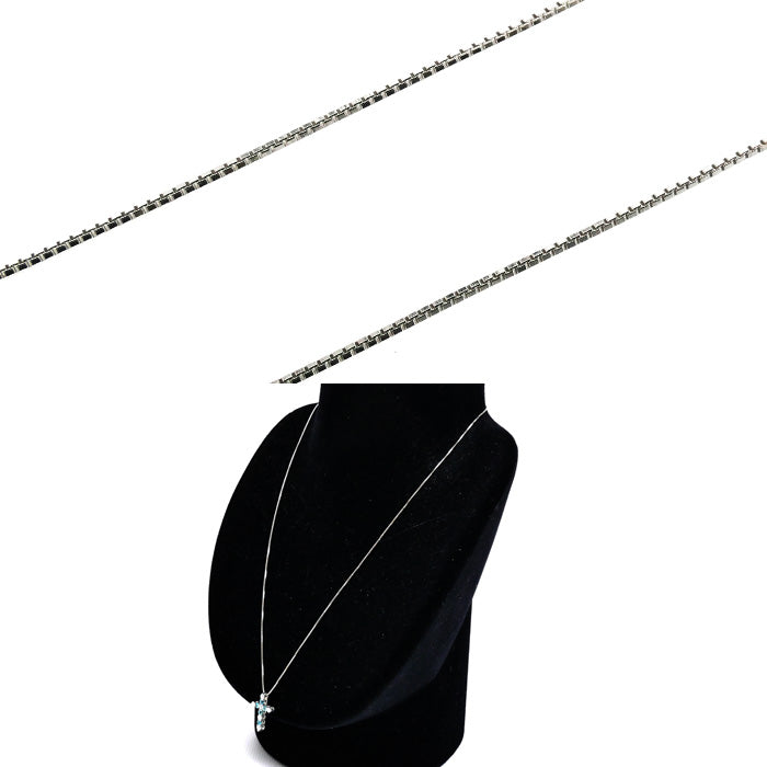 K18WG ホワイトゴールド クロス ネックレス ダイヤモンド0.35ct トルマリン0.3ct 3.0g ～45cm フリーチェーン レディース【中古】