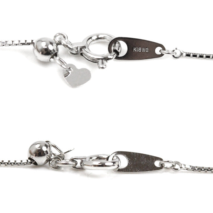 K18WG ホワイトゴールド クロス ネックレス ダイヤモンド0.35ct トルマリン0.3ct 3.0g ～45cm フリーチェーン レディース【中古】