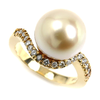 K18YG イエローゴールド パール リング・指輪 南洋パール約11.3mm ダイヤモンド0.25ct 14号 8.3g レディース【中古】
