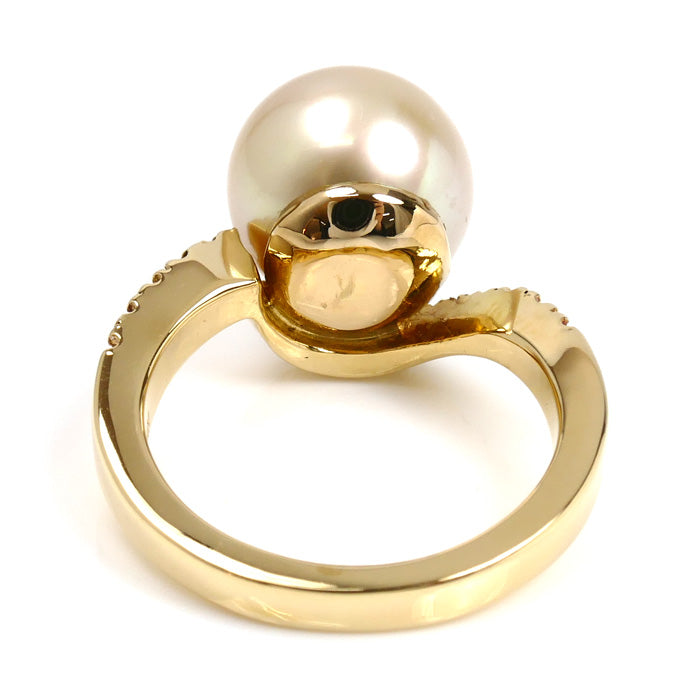 K18YG イエローゴールド パール リング・指輪 南洋パール約11.3mm ダイヤモンド0.25ct 14号 8.3g レディース【中古】