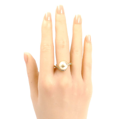 K18YG イエローゴールド パール リング・指輪 南洋パール約11.3mm ダイヤモンド0.25ct 14号 8.3g レディース【中古】